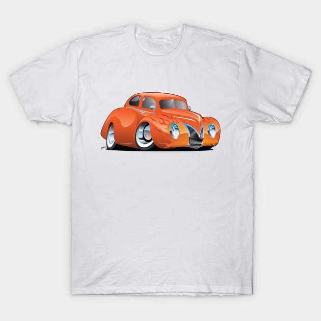 Custom '39 Orange Hot Rod Cartoon T-Shirt by hobrath